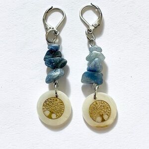 🆕 Gold Tree of Life and Gemstones Earrings-Stainless Steel